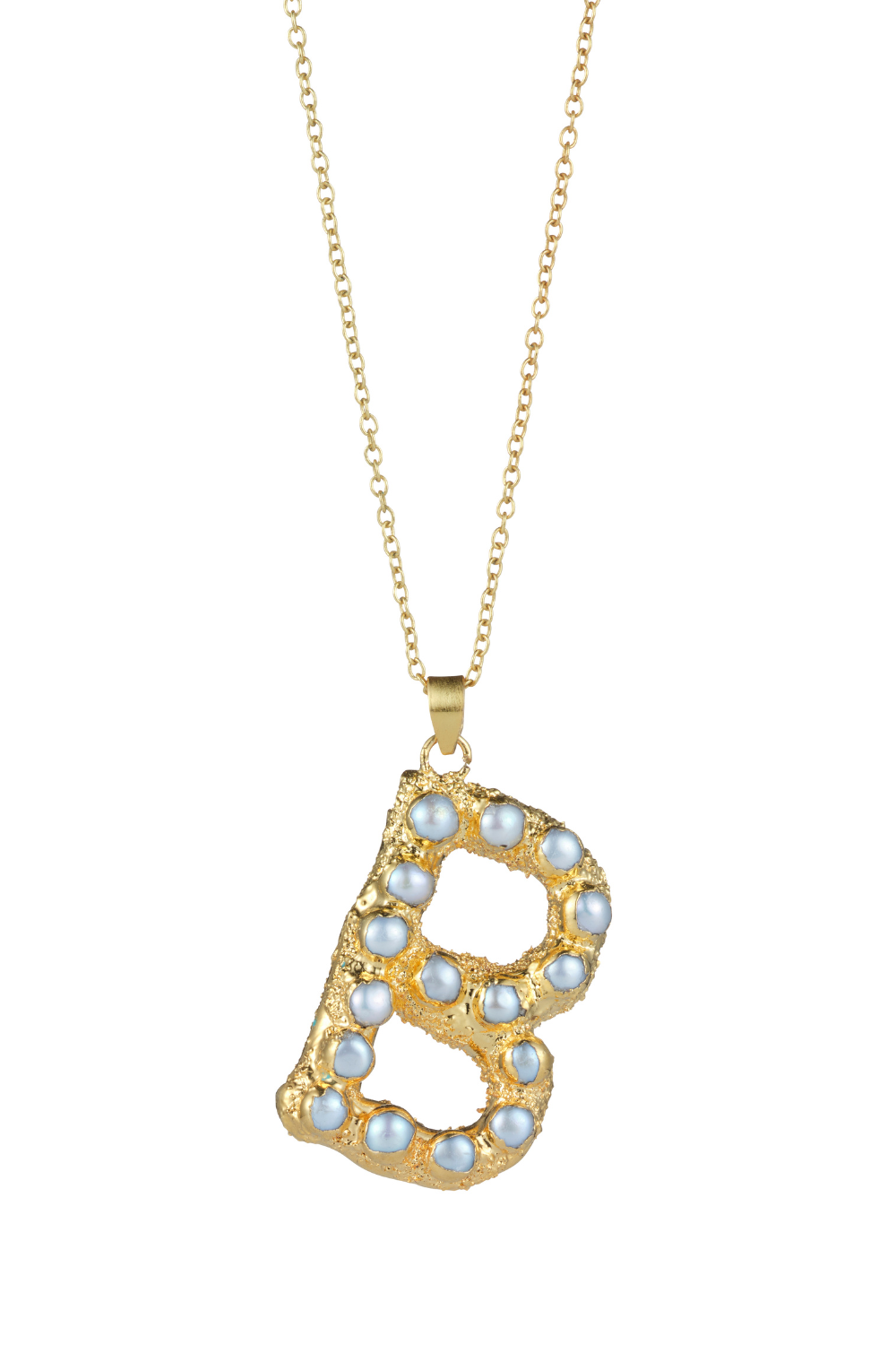 Ornate Pearl Initial Gold Necklace - Large
