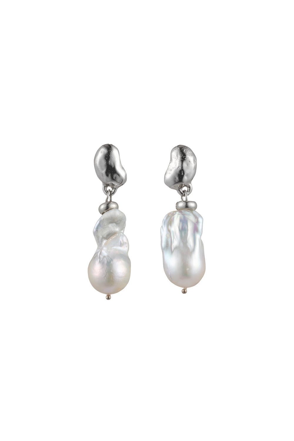 Lila Baroque Pearl Earrings - Silver